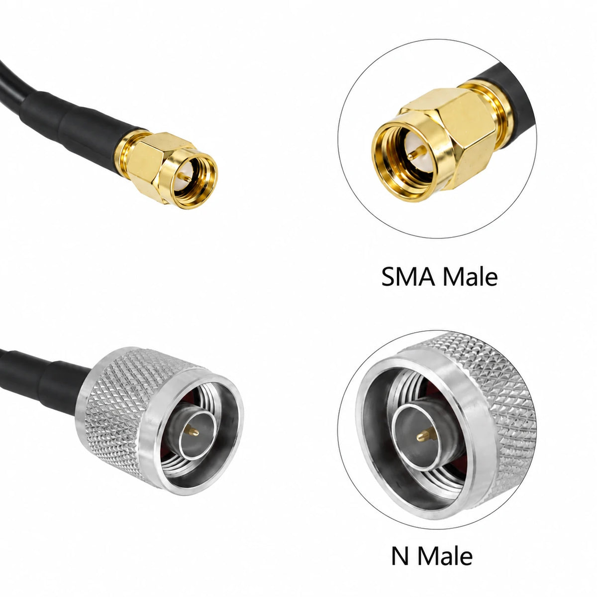 15m 5D-FB Coaxial Cable (N male+SMA male)
